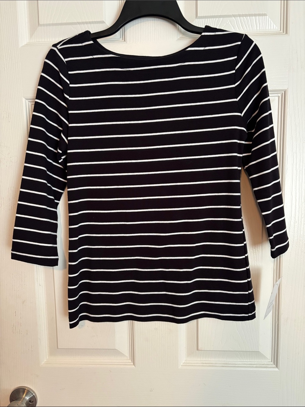 croft & barrow Black and White Striped Long Sleeve Top